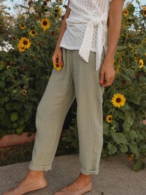 Light Sage Linen Pants